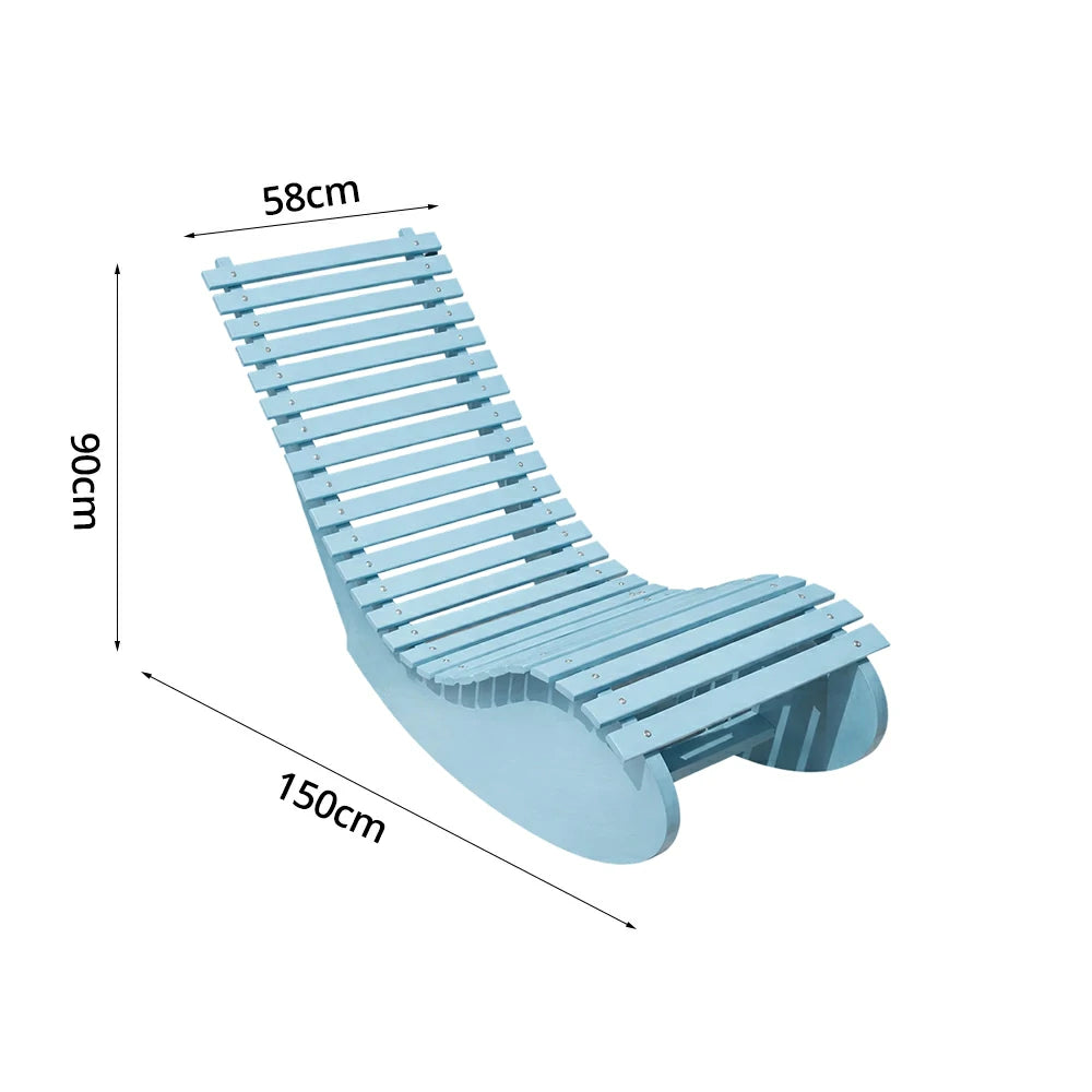 SOLARA Outdoor Rocking Chair - Smooth Curved Rocking Design, Solid Timber Construction, Weather-Resistant & Reinforced Frame - Blue