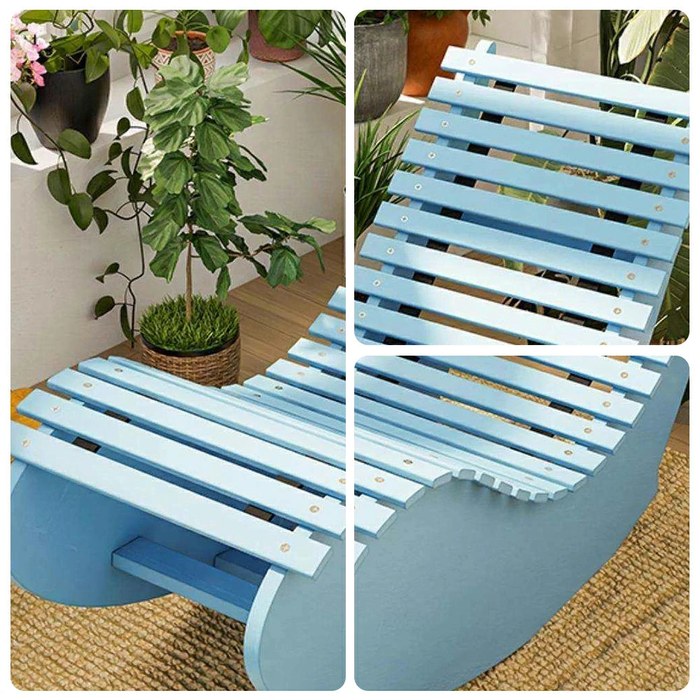 SOLARA Outdoor Rocking Chair - Smooth Curved Rocking Design, Solid Timber Construction, Weather-Resistant & Reinforced Frame - Blue