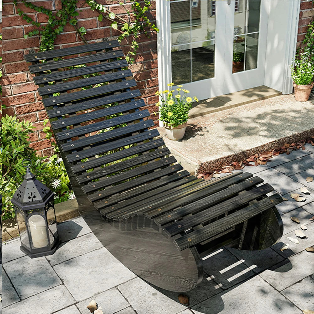 SOLARA Outdoor Rocking Chair - Smooth Curved Rocking Design, Solid Timber Construction, Weather-Resistant & Reinforced Frame - Black