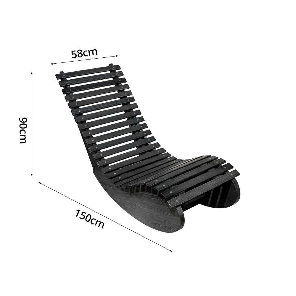SOLARA Outdoor Rocking Chair - Smooth Curved Rocking Design, Solid Timber Construction, Weather-Resistant & Reinforced Frame - Black