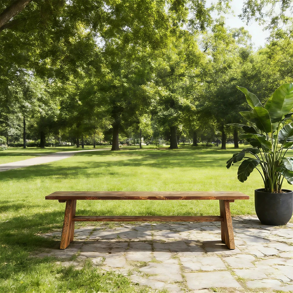 SOLARA 120/150cm Outdoor Garden Bench - Heavy-Duty Solid Timber Construction, Weather-Resistant, Reinforced Crossbeam Support - Brown