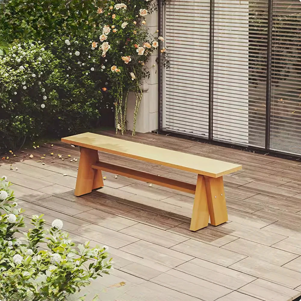 SOLARA 120/150cm Outdoor Garden Bench - Heavy-Duty Solid Timber Construction, Weather-Resistant, Reinforced Crossbeam Support - Yellow