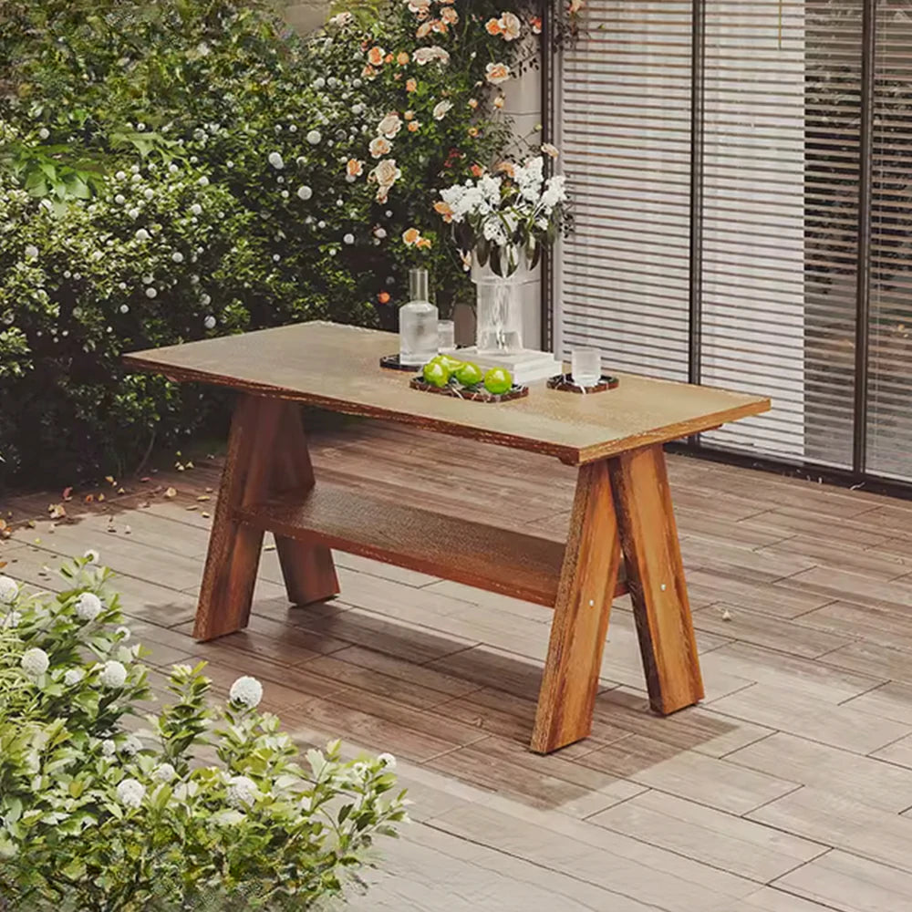SOLARA 120/150cm Outdoor Garden Table - Heavy-Duty Solid Timber Construction, Weather-Resistant, Reinforced Crossbeam Support - Brown