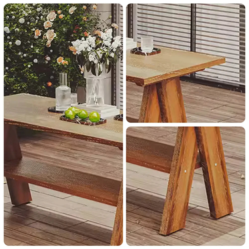SOLARA 120/150cm Outdoor Garden Table - Heavy-Duty Solid Timber Construction, Weather-Resistant, Reinforced Crossbeam Support - Brown