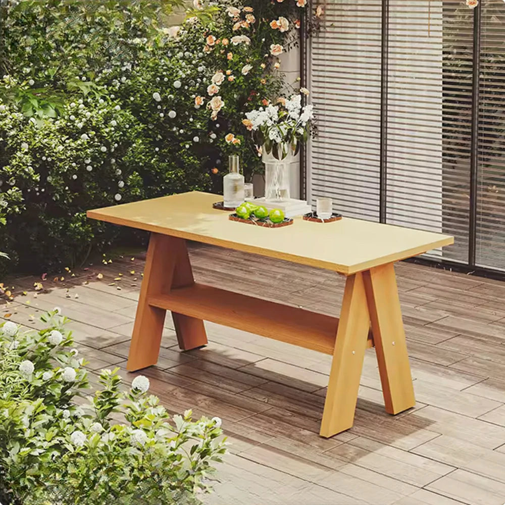 SOLARA 120/150cm Outdoor Garden Table - Heavy-Duty Solid Timber Construction, Weather-Resistant, Reinforced Crossbeam Support - Yellow