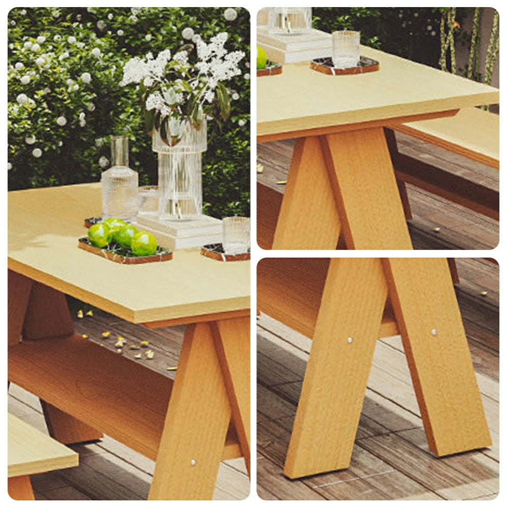 SOLARA 120/150cm Outdoor Garden Table - Heavy-Duty Solid Timber Construction, Weather-Resistant, Reinforced Crossbeam Support - Yellow