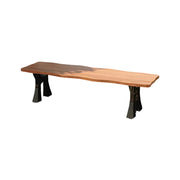 SOLARA 150/180cm Outdoor Garden Bench - Heavy-Duty Cast Iron Frame, Galvanised Support Structure, Adjustable Anti-Slip Legs - Walnut