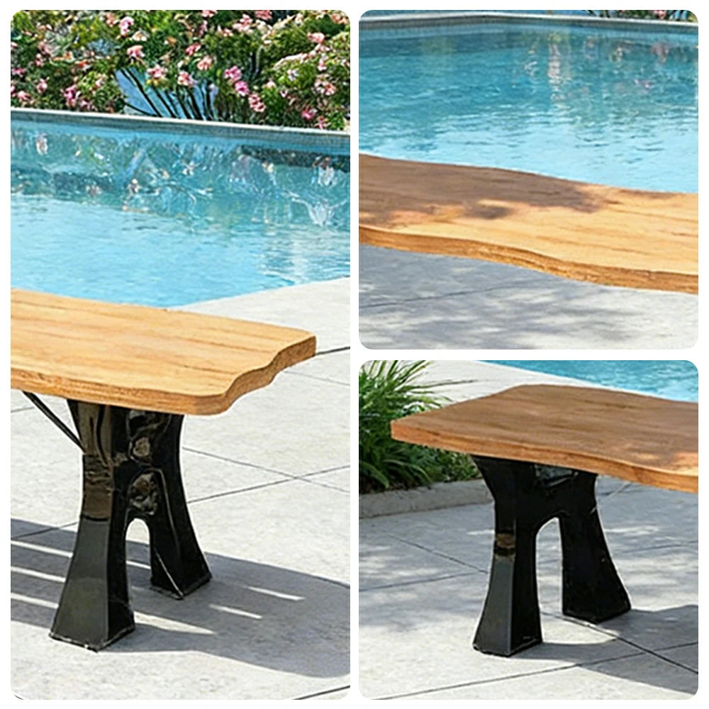 SOLARA 150/180cm Outdoor Garden Bench - Heavy-Duty Cast Iron Frame, Galvanised Support Structure, Adjustable Anti-Slip Legs - Wood