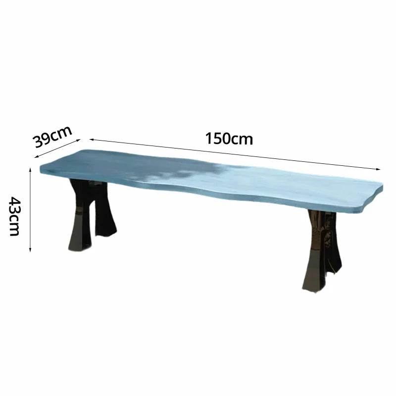 SOLARA 150/180cm Outdoor Garden Bench - Heavy-Duty Cast Iron Frame, Galvanised Support Structure, Adjustable Anti-Slip Legs - Blue