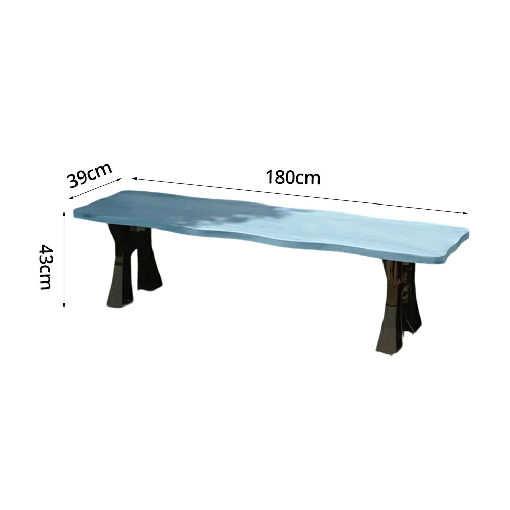 SOLARA 150/180cm Outdoor Garden Bench - Heavy-Duty Cast Iron Frame, Galvanised Support Structure, Adjustable Anti-Slip Legs - Blue