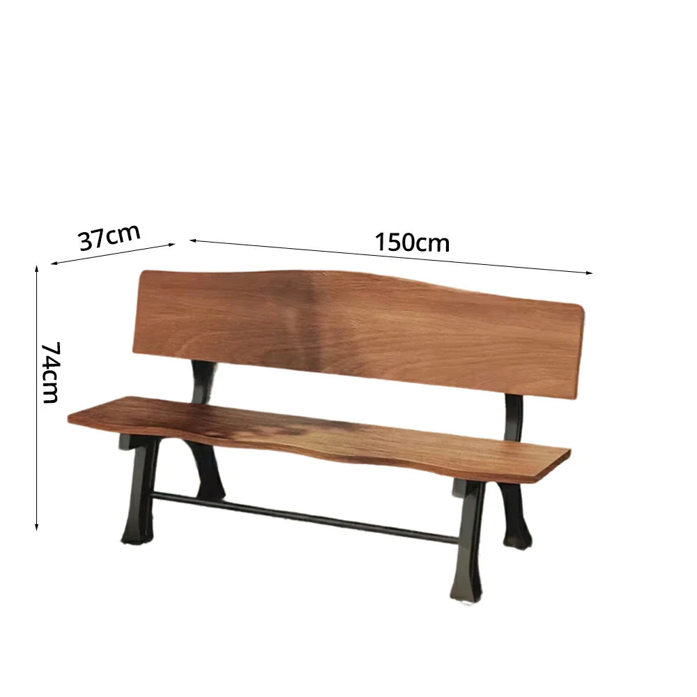SOLARA 150/180cm Outdoor Garden Bench with Backrest - Heavy-Duty Cast Iron Frame, Galvanised Support Structure, Adjustable Anti-Slip Legs - Carbonized