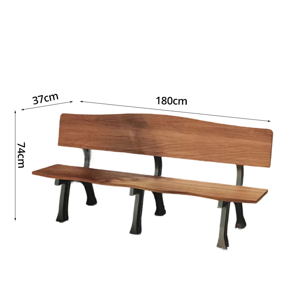 SOLARA 150/180cm Outdoor Garden Bench with Backrest - Heavy-Duty Cast Iron Frame, Galvanised Support Structure, Adjustable Anti-Slip Legs - Carbonized