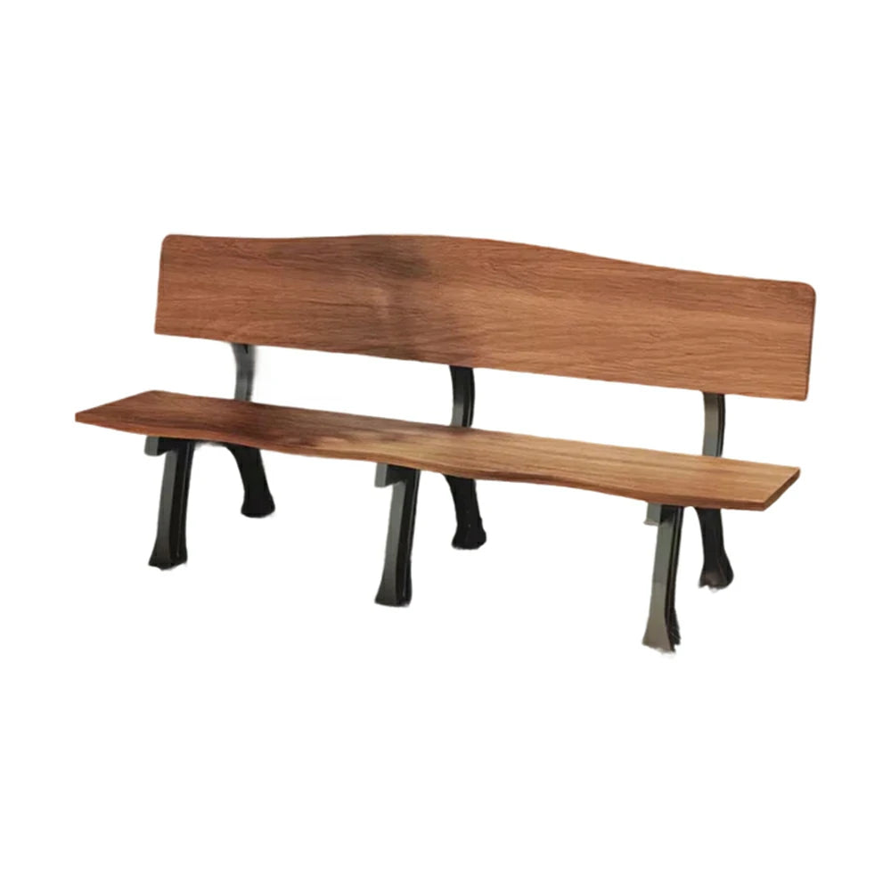 SOLARA 150/180cm Outdoor Garden Bench with Backrest - Heavy-Duty Cast Iron Frame, Galvanised Support Structure, Adjustable Anti-Slip Legs - Carbonized