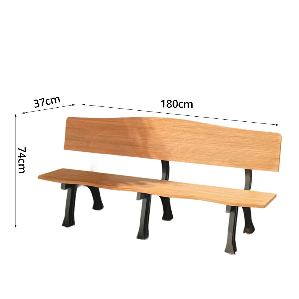 SOLARA 150/180cm Outdoor Garden Bench with Backrest - Heavy-Duty Cast Iron Frame, Galvanised Support Structure, Adjustable Anti-Slip Legs - Wood