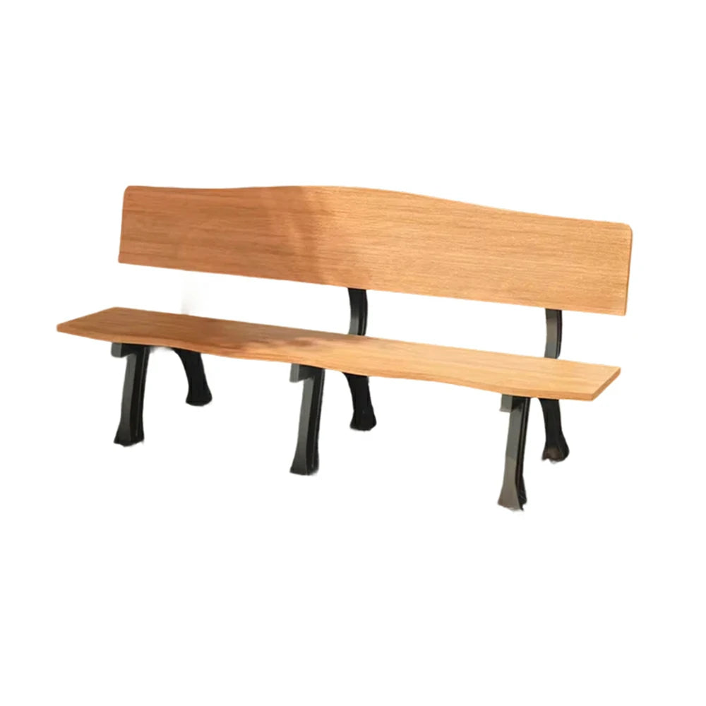 SOLARA 150/180cm Outdoor Garden Bench with Backrest - Heavy-Duty Cast Iron Frame, Galvanised Support Structure, Adjustable Anti-Slip Legs - Wood