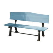 SOLARA 150/180cm Outdoor Garden Bench with Backrest - Heavy-Duty Cast Iron Frame, Galvanised Support Structure, Adjustable Anti-Slip Legs - Blue