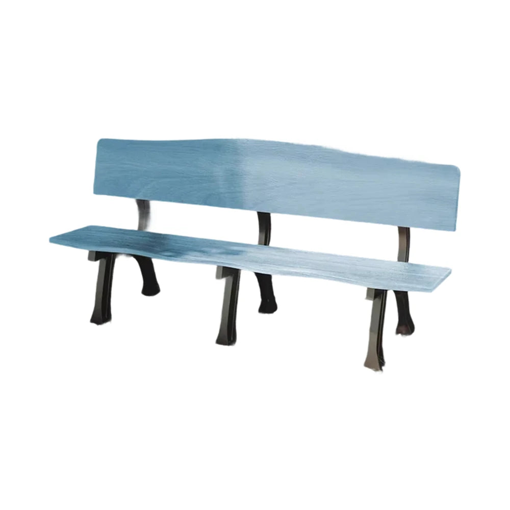 SOLARA 150/180cm Outdoor Garden Bench with Backrest - Heavy-Duty Cast Iron Frame, Galvanised Support Structure, Adjustable Anti-Slip Legs - Blue