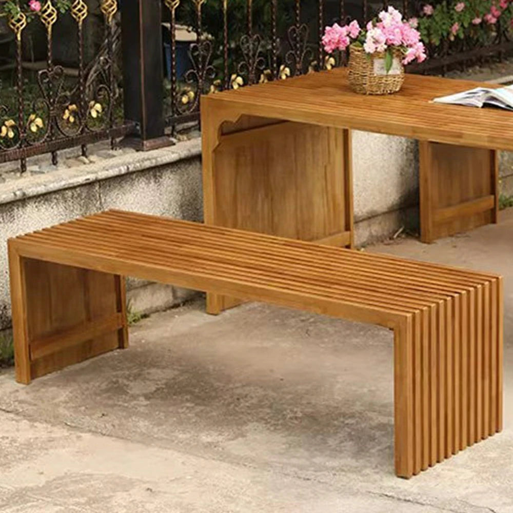 SOLARA Outdoor Timber Bench - Heavy-Duty Solid Wood Construction, Weather-Protected Finish, Upgraded Slatted Design - Walnut