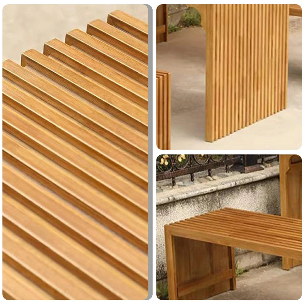 SOLARA Outdoor Timber Bench - Heavy-Duty Solid Wood Construction, Weather-Protected Finish, Upgraded Slatted Design - Walnut