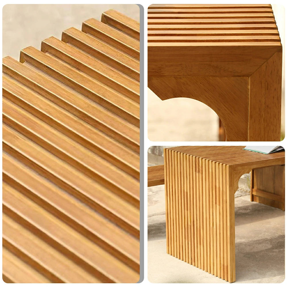 SOLARA Outdoor Timber Table - Heavy-Duty Solid Wood Construction, Weather-Protected Finish, Upgraded Slatted Design - Walnut
