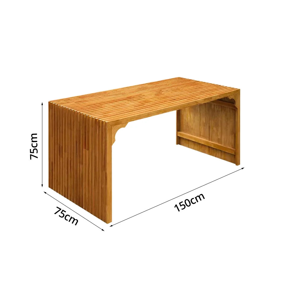 SOLARA Outdoor Timber Table - Heavy-Duty Solid Wood Construction, Weather-Protected Finish, Upgraded Slatted Design - Walnut