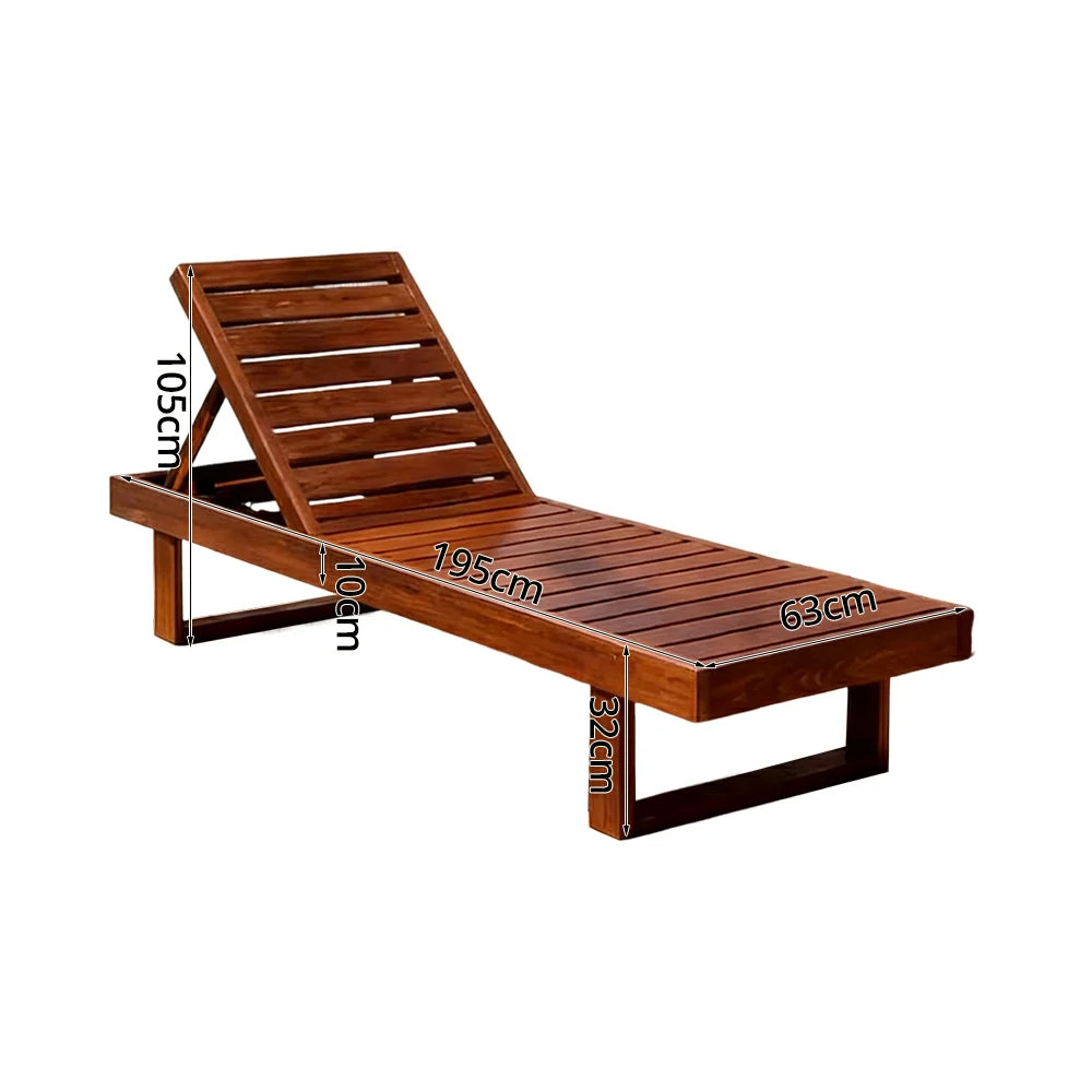 SOLARA Outdoor Reclining Sun Lounger - Multi-Position Adjustable Backrest, Premium Hardwood Construction, Weather-Resistant Finish - Brown