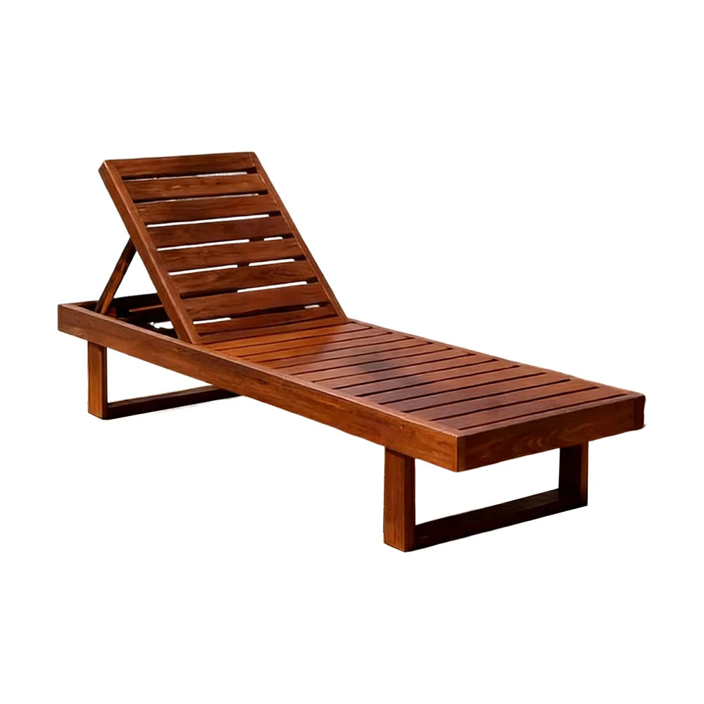 SOLARA Outdoor Reclining Sun Lounger - Multi-Position Adjustable Backrest, Premium Hardwood Construction, Weather-Resistant Finish - Brown