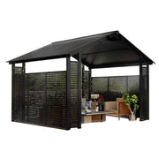 SOLARA Outdoor Pavilion - Large Heavy-Duty Gazebo with Reinforced Steel Frame & Hollow Side Panel Design - Black