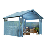 SOLARA Outdoor Pavilion - Large Heavy-Duty Gazebo with Reinforced Steel Frame & Hollow Side Panel Design - Blue