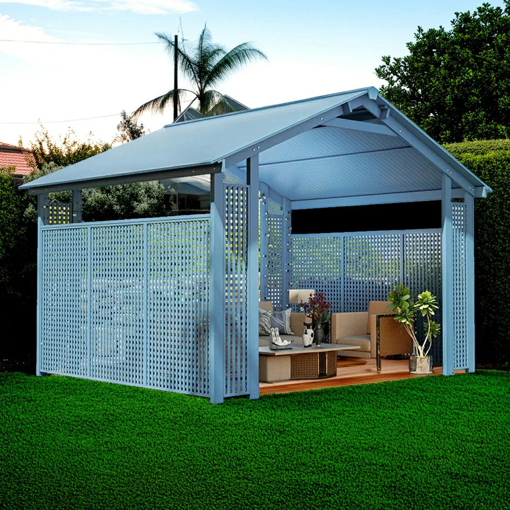 SOLARA Outdoor Pavilion - Large Heavy-Duty Gazebo with Reinforced Steel Frame & Hollow Side Panel Design - Blue