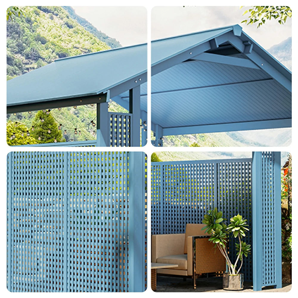 SOLARA Outdoor Pavilion - Large Heavy-Duty Gazebo with Reinforced Steel Frame & Hollow Side Panel Design - Blue