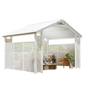 SOLARA Outdoor Pavilion - Large Heavy-Duty Gazebo with Reinforced Steel Frame & Hollow Side Panel Design - White