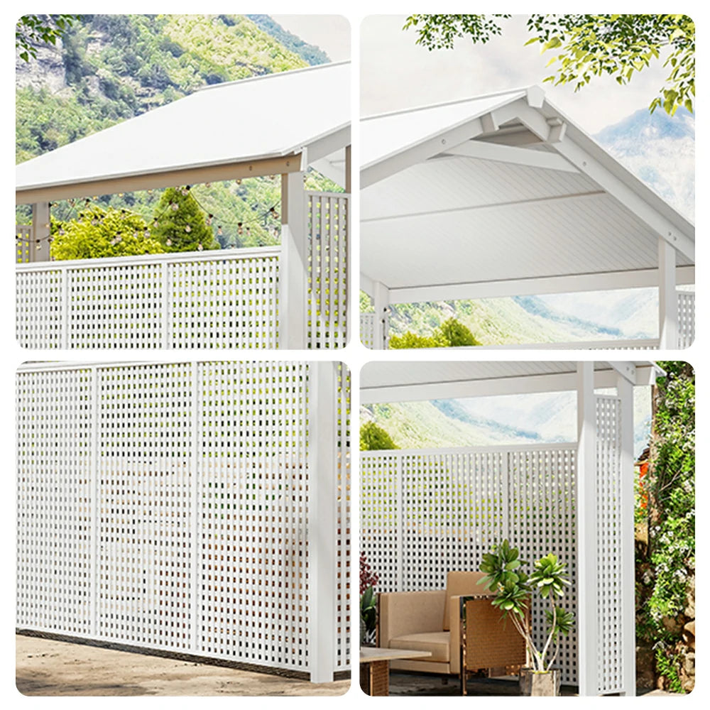 SOLARA Outdoor Pavilion - Large Heavy-Duty Gazebo with Reinforced Steel Frame & Hollow Side Panel Design - White