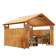 SOLARA Outdoor Pavilion - Large Heavy-Duty Gazebo with Reinforced Steel Frame & Hollow Side Panel Design - Yellow