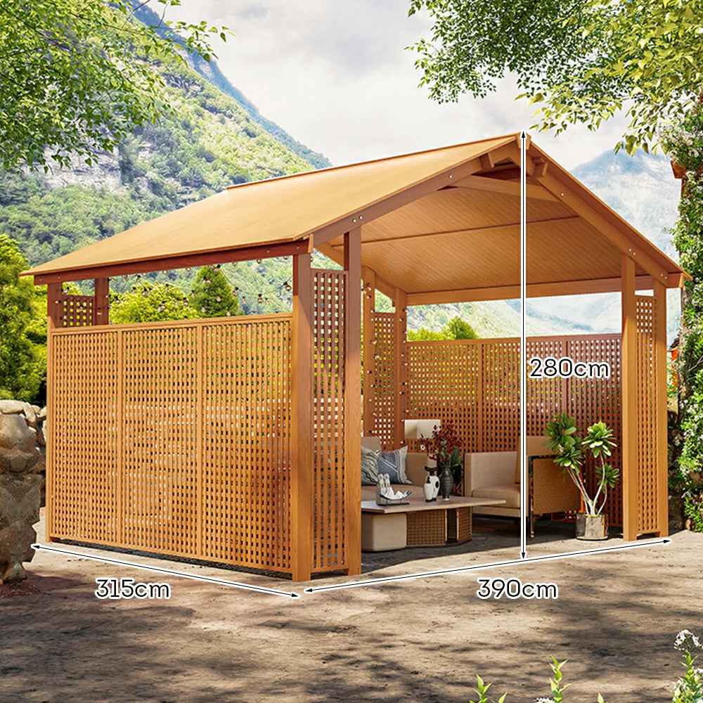 SOLARA Outdoor Pavilion - Large Heavy-Duty Gazebo with Reinforced Steel Frame & Hollow Side Panel Design - Yellow