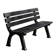 SOLARA Outdoor Backrest Bench - Durable Solid Structure with Iron Legs, Ergonomic Wide Seat & Backrest, Eco-Friendly Weather-Resistant Finish - Black