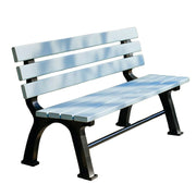 SOLARA Outdoor Backrest Bench - Durable Solid Structure with Iron Legs, Ergonomic Wide Seat & Backrest, Eco-Friendly Weather-Resistant Finish - Blue