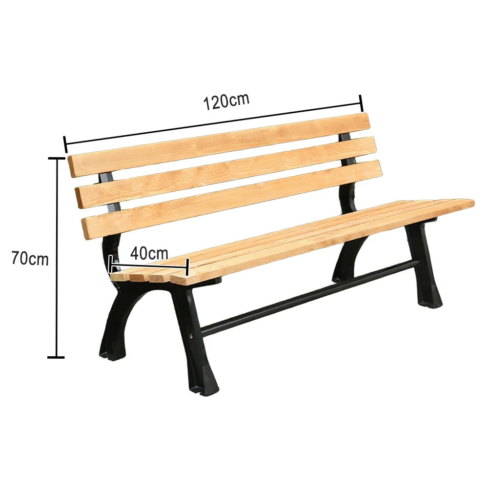 SOLARA Outdoor Backrest Bench - Durable Solid Structure with Iron Legs, Ergonomic Wide Seat & Backrest, Eco-Friendly Weather-Resistant Finish - Yellow