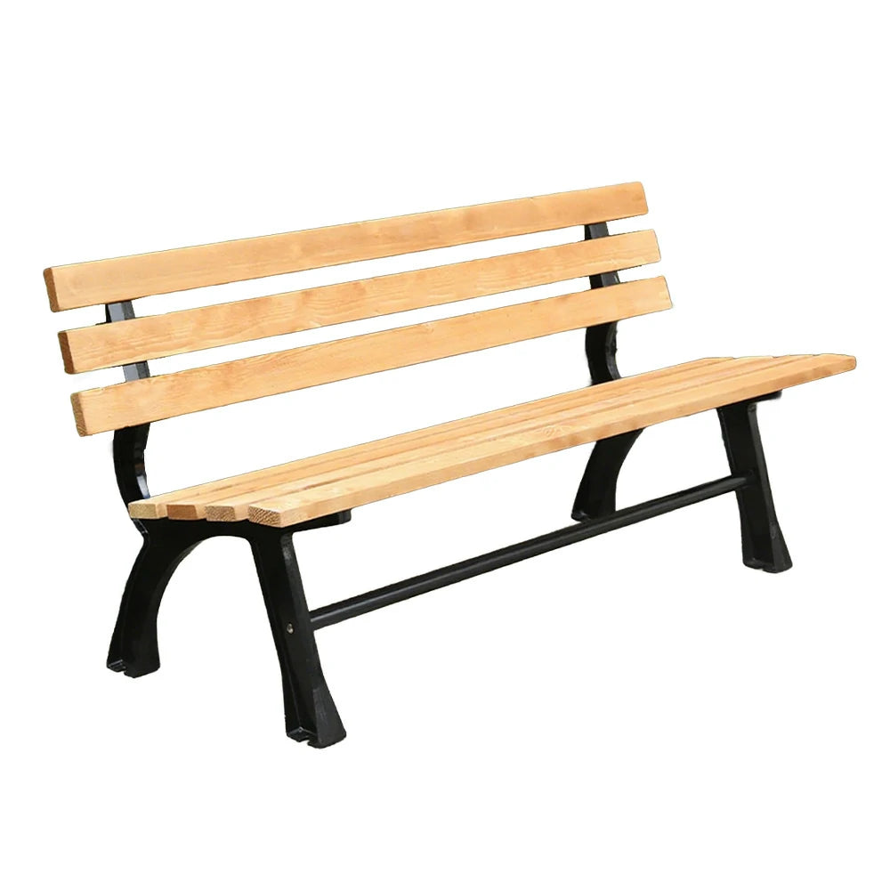 SOLARA Outdoor Backrest Bench - Durable Solid Structure with Iron Legs, Ergonomic Wide Seat & Backrest, Eco-Friendly Weather-Resistant Finish - Yellow