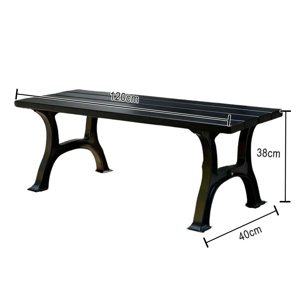 SOLARA Outdoor Bench - Durable Solid Structure with Iron Legs, Ergonomic Wide Seat, Eco-Friendly Weather-Resistant Finish - Black