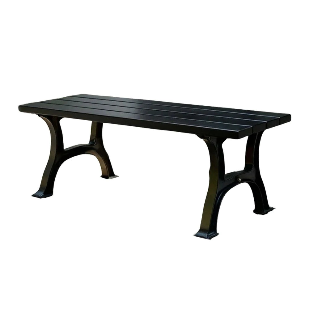 SOLARA Outdoor Bench - Durable Solid Structure with Iron Legs, Ergonomic Wide Seat, Eco-Friendly Weather-Resistant Finish - Black