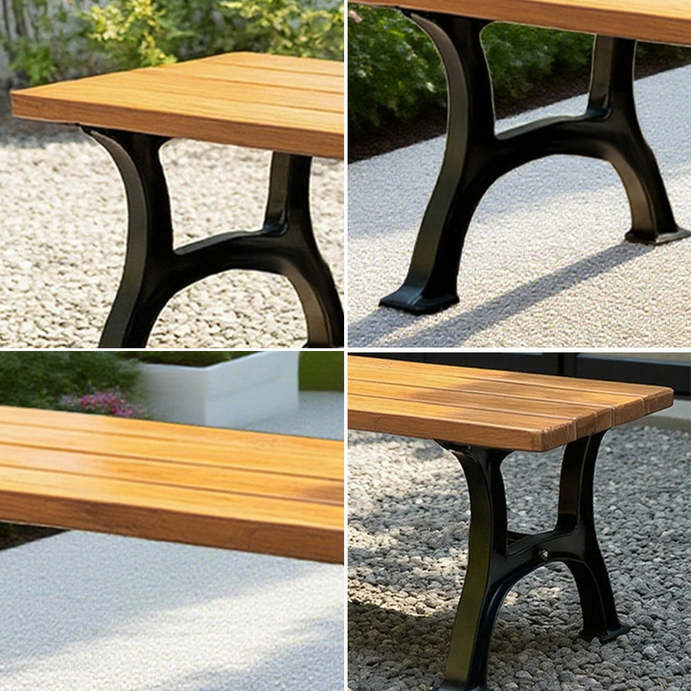 SOLARA Outdoor Bench - Durable Solid Structure with Iron Legs, Ergonomic Wide Seat, Eco-Friendly Weather-Resistant Finish - Yellow