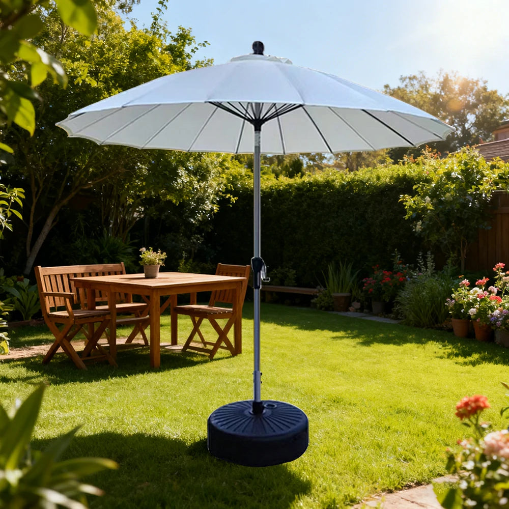 SOLARA Outdoor Patio Umbrella - 2.5m Canopy with Fiberglass Ribs, Carbon Steel Frame, UV & Rain Protection, 40L Water-Filled Base - Beige