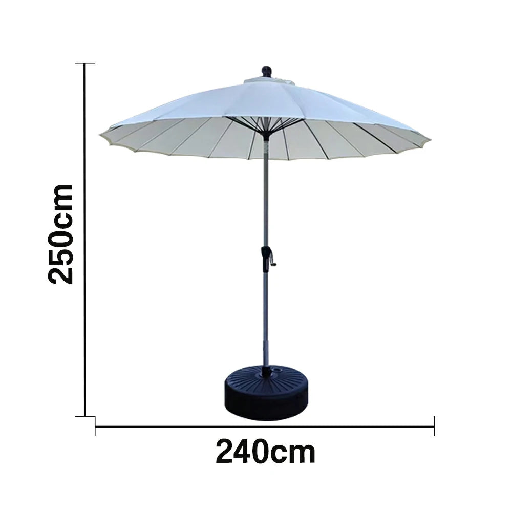SOLARA Outdoor Patio Umbrella - 2.5m Canopy with Fiberglass Ribs, Carbon Steel Frame, UV & Rain Protection, 40L Water-Filled Base - Beige