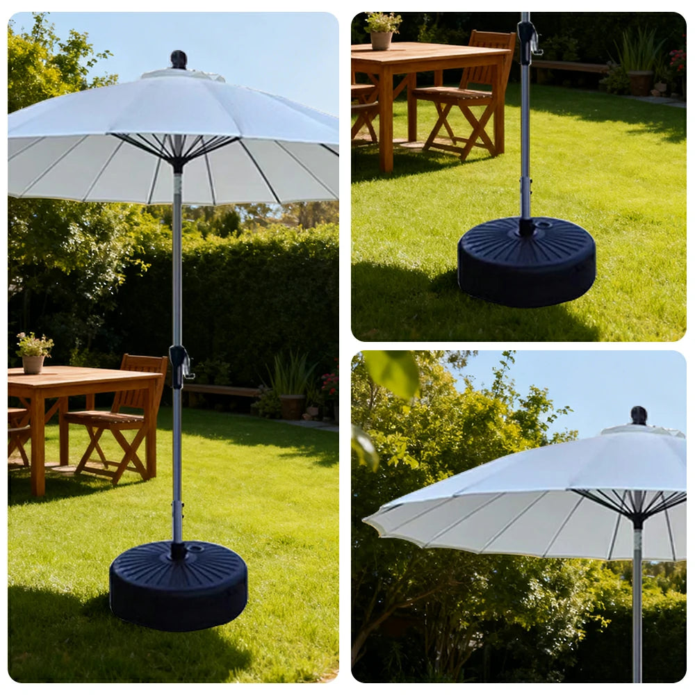 SOLARA Outdoor Patio Umbrella - 2.5m Canopy with Fiberglass Ribs, Carbon Steel Frame, UV & Rain Protection, 40L Water-Filled Base - Beige