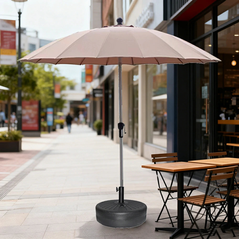 SOLARA Outdoor Patio Umbrella - 2.5m Canopy with Fiberglass Ribs, Carbon Steel Frame, UV & Rain Protection, 40L Water-Filled Base - Khaki