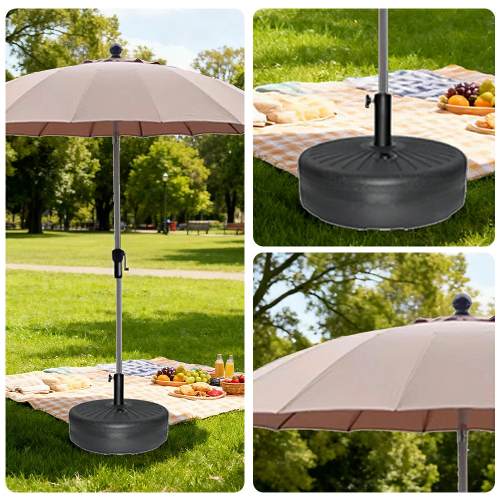 SOLARA Outdoor Patio Umbrella - 2.5m Canopy with Fiberglass Ribs, Carbon Steel Frame, UV & Rain Protection, 40L Water-Filled Base - Khaki