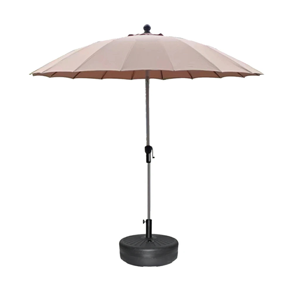 SOLARA Outdoor Patio Umbrella - 2.5m Canopy with Fiberglass Ribs, Carbon Steel Frame, UV & Rain Protection, 40L Water-Filled Base - Khaki