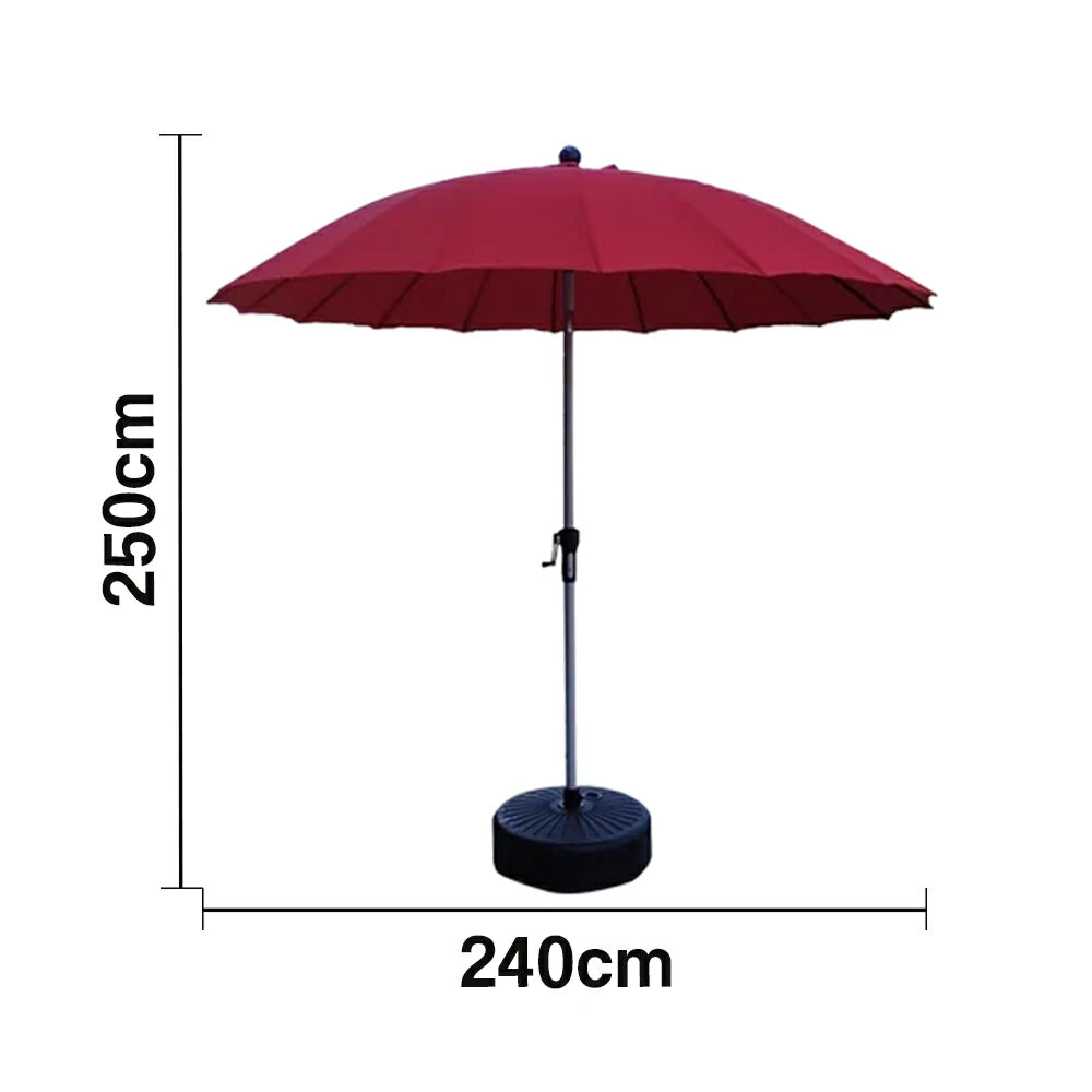SOLARA Outdoor Patio Umbrella - 2.5m Canopy with Fiberglass Ribs, Carbon Steel Frame, UV & Rain Protection, 40L Water-Filled Base - Red