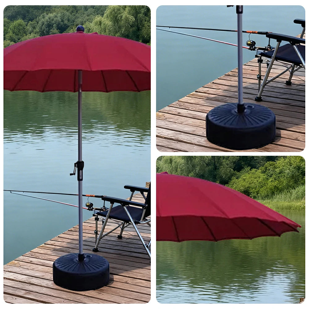 SOLARA Outdoor Patio Umbrella - 2.5m Canopy with Fiberglass Ribs, Carbon Steel Frame, UV & Rain Protection, 40L Water-Filled Base - Red
